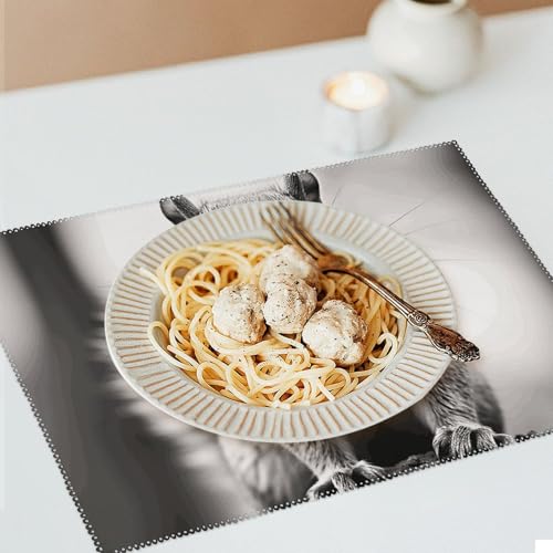 Set de table écureuil lot de 6 en toile gris clair premium - 7