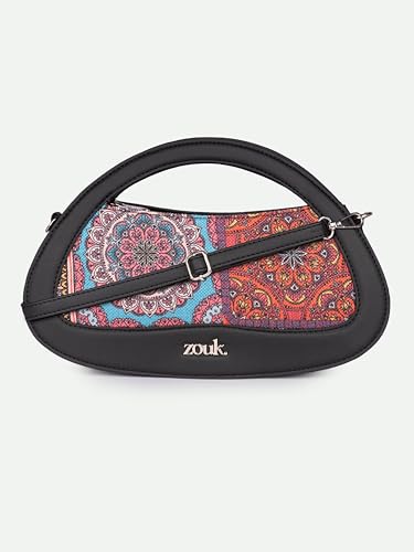 Image of ZOUK Nadia Sling Bag for Women - Stylish Crossbody with Cutout Top Handle | Handcrafted Shoulder Bag with Multiple Pockets & Water-Resistant Lining | Formal & Casual Use |