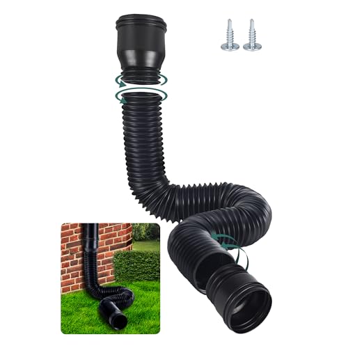 BKITC Dachrinne Flexible Fallrohr Verlängerung, Rundes Verlängerung für Fallrohr 80/100 mm, Regenrinne Fallrohrablauf Verlängerungsset, Fallrohr Erweiterung von 47 bis 150 cm (Schwarz, 1 Stück)