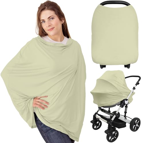 Image of KeaBabies Nursing Cover, Breastfeeding Cover for Women - Baby Car Seat Canopy Girl, Boy, Multi-Use Baby Carseat Canopy, Breastfeeding Essentials for Nursing, Breathable, Lightweight & Soft (Pistachio)