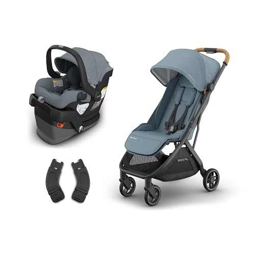 UPPAbaby Minu V3 Stroller + Mesa V3 Infant Car Seat Travel System Combo - Adapters, Car Seat, Base + Infant Insert Included – Dillan + Callum (Stone Blue)