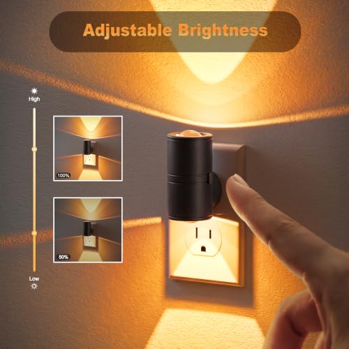 Image of JandCase LED Night Light Plug in,Rotating Night Lights Plug into Wall Amber