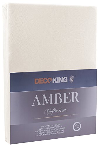 DecoKing Fitted Sheet Small Double 100% Combed Cotton Soft Jersey Bed Sheet 100x200-120x200 cm Beige Amber - Image 2