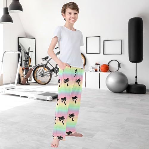 Boy's Pants Colorful Rainbow Watercolor Jogger Pants Elastic Waist Long Bottoms Trousers with Pockets 6-14 Years 6
