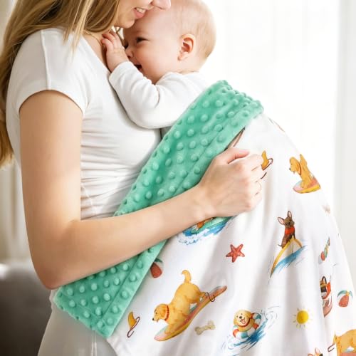 Image of BORITAR Baby Blanket for Boys Girls with Surfing Puppy Design 30 x 40 Inch