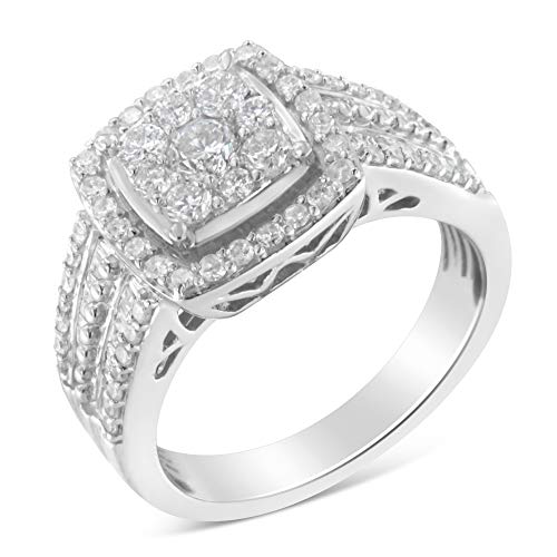 Haus of Brilliance 10K White Gold Diamond Cluster Ring (1 Cttw, H-I Color, I1-I2 Clarity) - Size 6-3/4