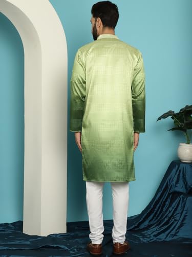 Image of SOJANYA (Since 1958, Men's Jacquard Silk Multi Shade Sequinned & White Pyjama Set