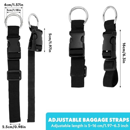 Dimeho 3 Stück Add a Bag Gepäckgurte, Gepäckverbindungsgurte Jackenhalter Verstellbare Handgepäck Koffergurtgurte Reisezubehör zum Verbinden Von Gepäck Oder Rucksack, Schwarz – Bild 3