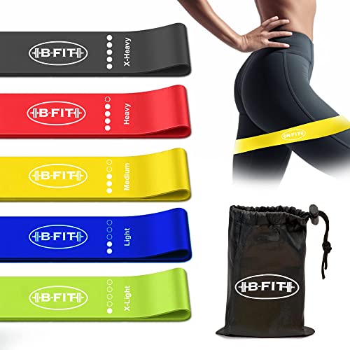 B-Fit Resistance Loop Bands For Exercising - 5 Power Loops With Carry Pouch - Durable Looped Resistance Bands For Working Out At Home, Office Or Gym - Extra Light To Extra Heavy Tension #TOP10