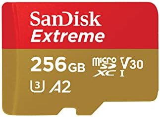 SanDisk 256GB Extreme microSDXC UHS-I Memory Card with Adapter - C10, U3, V30, 4K, 5K, A2, Micro SD Card - SDSQXAV-256G-GN6MA