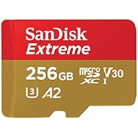 SanDisk 256GB Extreme microSDXC card +SD adapter, microSD card for smartphones, action cameras, drones, V30, up to 190 MB/s, SanDisk QuickFlow Technology, RescuePro Deluxe, UHS-I, 4k, V30, A2, C10, U3