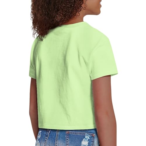 Image of Girls Crop Tops Cute Short Sleeve Shirts Fashion Tees for Kids Casual Crewneck Blouses Size 8-16 Years