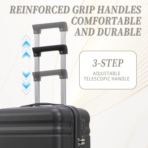 Image of Luggages 3 Piece ABS Hardside Luggage Sets Spinner Wheels Suitcase