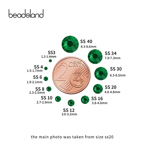 Image of Beadsland Flat Back Crystal Rhinestones,Emerald, SS30, 288pcs