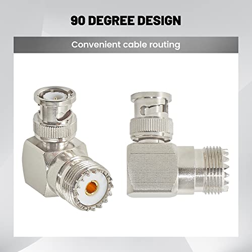 Conector coaxial Anina BNC macho a UHF hembra ángulo recto 2-Pack miniatura 4