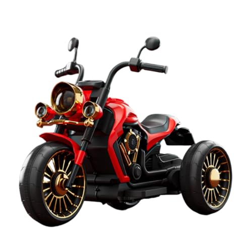 Aeroor新型の子供用電動車レトロバイク男の子と女の子の赤ちゃんは三輪車に乗ることができます子供のダブルドライブとリモコン超大型バッテリー音楽用LEDライト ボディイルミネーションレース級タイヤリモコン付きデュアルドライブ (レッド)