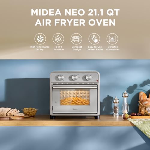 Image of Midea Neo Air Fryer Toaster Oven Combo, 21.1 Quarts, Stainless Steel