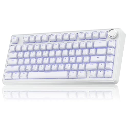 Image of SOLAKAKA A75 Wireless Gaming Keyboard with Multifunction Knob, BT5.0 /2.4GHz /USB-C, 75% Mechanical Keyboard, Hot-Swappable, Gasket Creamy Keyboard with RGB Backlit, Crystal Keycaps, for PC /Mac /PC