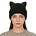 J.Aviikoul Womens Beanie Hats with Cat Ear,Cute Knitted Fingerless Gloves Set Soft Warm Knit Skull Cap for Girls