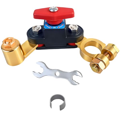 Car Battery Power Cut-Off Switch Breaker Adjustable Terminal Clamps with Wrench & Spacer 12-24v Disconnect Switch Smart Car Switches Anti Leakage High Conductivity for Car Boat Truck Supplies