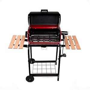 Americana 9325U8.181 Portable Compact Easy Clean 200 Square Inch 3 Heating Zone Electric Cart Grill with Two Folding Tables and Wire Shelf, Red Americana 9325U8181 Portable Compact Easy Clean 200 Square Inch 3 Heating Zone Electric Cart Grill with Two Folding Tables and Wire Shelf Red