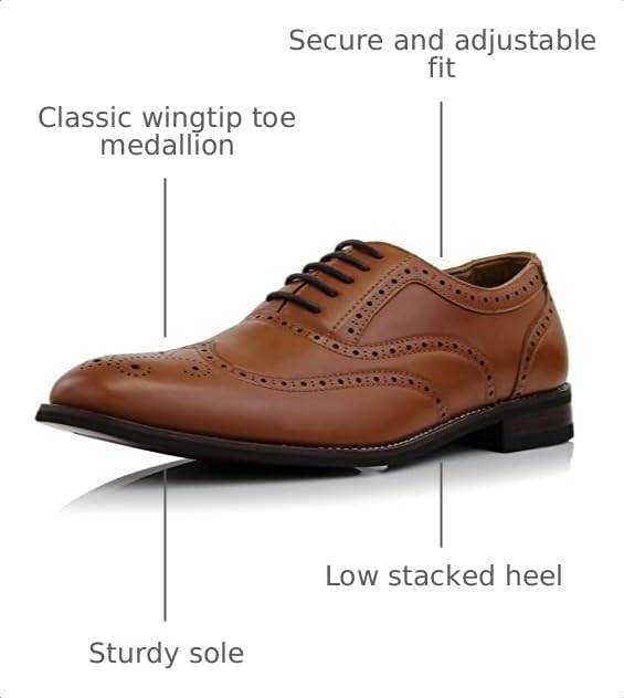 Image of Ferro Aldo Men's Wingtip Oxford Dress Shoes | Classic Brogue & Two-Tone Spectator Styles | Formal Wedding Business Party Shoe