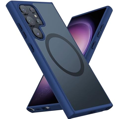 TIUYAO Magnetic Case for Samsung Galaxy S24 Ultra, Translucent Matte Phone Case Compatible with MagSafe, Anti-Fingerprints Yellowing Resistant Ultra Slim Hard Back Phone Case Cover (Blue) Cover