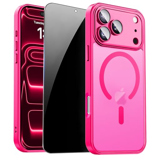 Image of for iPhone 17 Pro Max Case with Privacy Screen Protector, Hot Pink