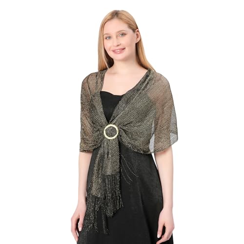 Shawls and Wraps for Formal Evening Dresses with Buckle, Sparkling Metallic Women Shawls for Weddings Parties3