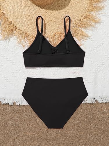 Milumia Girl's Swimsuit Two Piece V Neck Spaghetti Strap Bikini Set Beachwear2