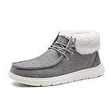 Bruno Marc Women’s SBLS216W Ankle Slip-On Loafer Fur Boots, Grey, Size 5