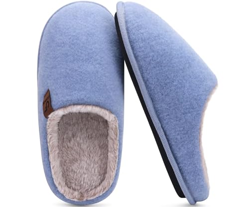 Image of COFACE Mens Cozy Memory Foam Scuff Slippers Casual Slip On Warm House Shoes Indoor /Outdoor Sandal Slippers With Arch Support Rubber Sole Size 7-15