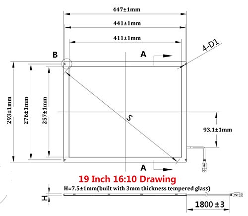 Image of 19 Inch 16:10 Multi Points IR Touch Screen, Infrared Touch Screen Panel, USB Free Driver with Tempered Glass for Kiosks, Touch Screen Monitor, Interactive Device Machine
