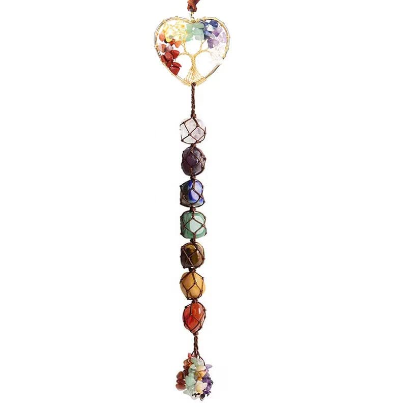 Tree of Life 7 Chakra Stones Dream Catchers Healing Crystals Gifts | Window Car Hanging Ornaments Curtain Hangings Feng Shui Witchy Room Decor for Women-image-42