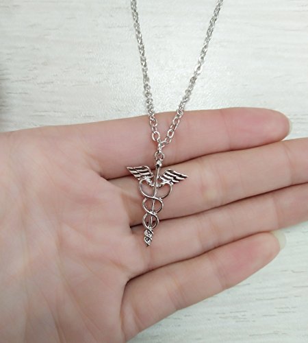 Gold Silver Medical Caduceus Pendant Necklace for Doctor Nurse Gifts3