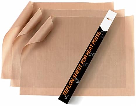 HTVRONT Teflon Sheets for Heat Press - 3 Pack Non Stick PTFE Teflon Sheet Reusable 12 x 16" Teflon Paper Heat Resistant Teflon Mat(Brown)