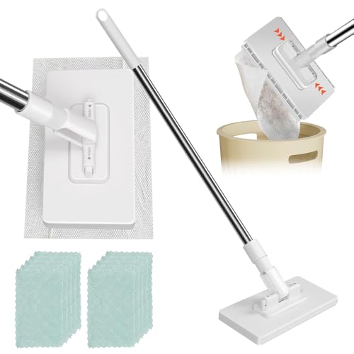 SGZIOO Mopa con Sistema de Sujeción a Presión, Mopas de Limpieza Suelos con 10 Almohadillas, Sin Lavado a Mano, Cambio de un Botón, para Limpieza Rápida en Cocina, Paredes y Ventanas