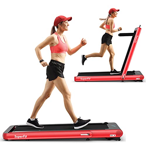 Image of GYMAX Walking Pad, 4.75HP Under Desk Treadmill with LED Touch Screen, App Control, Built-in Speaker & Handle, 2 in 1 Folding Compact Portable Treadmill for Home Small Space