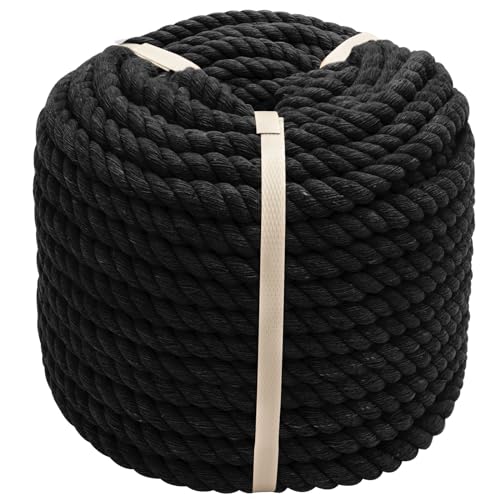 Cuerda de algodón negro de 1/2 pulgada, material natural premium 2