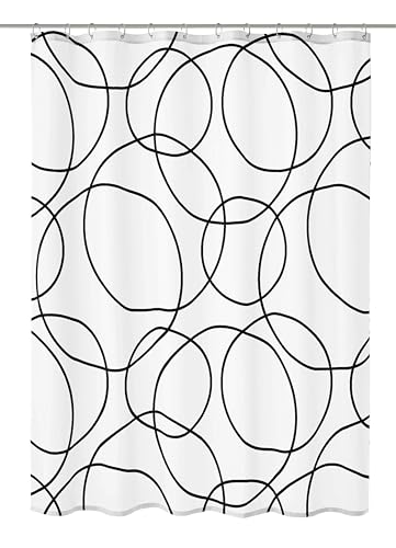Kleine Wolke Duschvorhang Rings, 180 x 200 cm, schwarz/weiß
