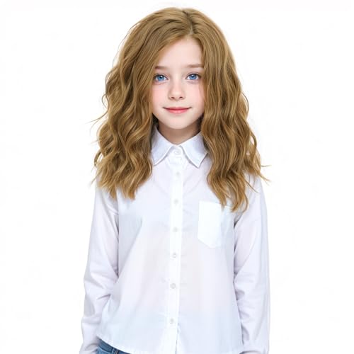 MEDO Blonde Brown Wig Kids Short Curly Wig Mixed Brown Wig for Girls 12inch Heat Resistant Synthetic Wig for Cosplay Halloween (Brown Blonde)