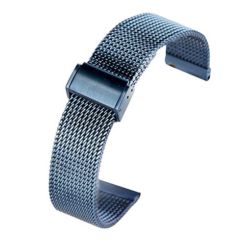 Bracelet montre bleu anti-irritation en maille acier 18mm 20mm 22mm robuste