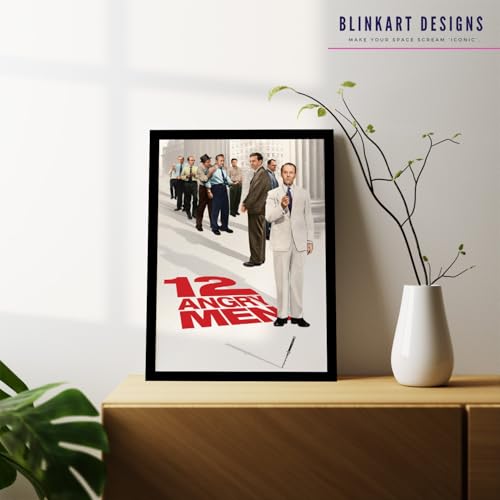 Image of BLINKART 12 Angry Men Movie Poster Frame 8x12 Inch | Premium 300 GSM Paper Wall Print | Mid Century Vintage Film Artwork for Home, Bedroom, Living Room, Office | Framed Photo Decor
