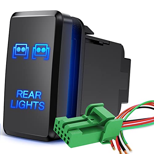 Nilight Rear Lights Push Button Switch 12V On Off Switch With Connector Wire Kit 1.54" X 0.83" Replacement For Toyota Tacoma Tundra 4Runner Fj Cruiser Hilux Fortuner, 2 Years Warranty #TOP13