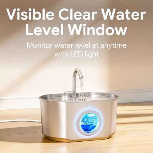 Neareal Stainless Steel Cat Water Fountain 74oz with Quadruple Filtration — view 6