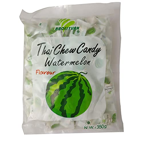 Avril Dress Haoliyuan Thai Chew Watermelon Flavored Candy, 350g, White and Green