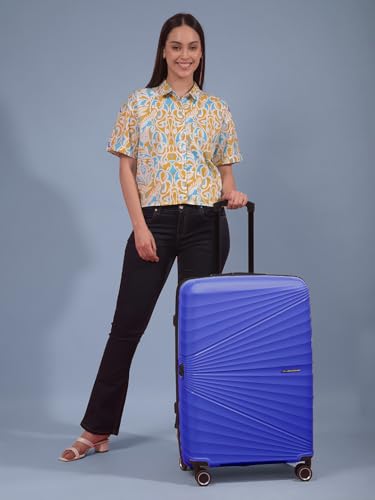 Image of Move-Meant Travel Crew Small, Medium & Large 55, 66 & 75 Cm Suitcase 8 Wheels Number Lock Poly Carbonate Blue Trolley Bag for Men & Women | 360 Degree Wheeling System Luggage
