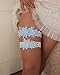 Abading Dasiy wedding garters for bride bridal lace garter set hand sewn pearls (sky blue)