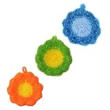 Beatifufu Paños de Limpieza para Cocina Diseño de Flor 3 Unidades Paños de Lavado de Seda y Poliéster Toallas Abrasivas para Lavar Vajilla en Casa Color Aleatorio Color