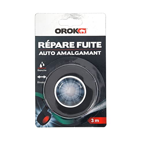 OROK - Ruban adhésif isolant, Ruban adhésif industriel - Ruban adhésif anti fuite d'eau 3m x 25mm, Ruban adhésif auto amalgamant noir 3m x 25mm - 100% étanche, Colmatage par auto-soudure du ruban